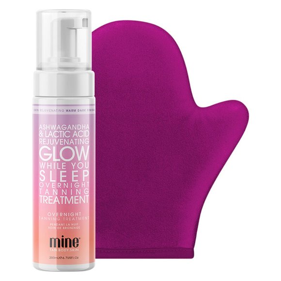MINETAN GLOW WHILE YOU SLEEP OVERNIGHT TANNING TREATMENT & APPLICATOR MITT - Picture 2 of 6